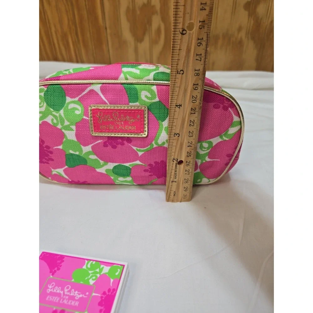 Lilly Pulitzer Estee Lauder Makeup Cosmetic Bag Case Make Up Pouch Zip Pink NEW